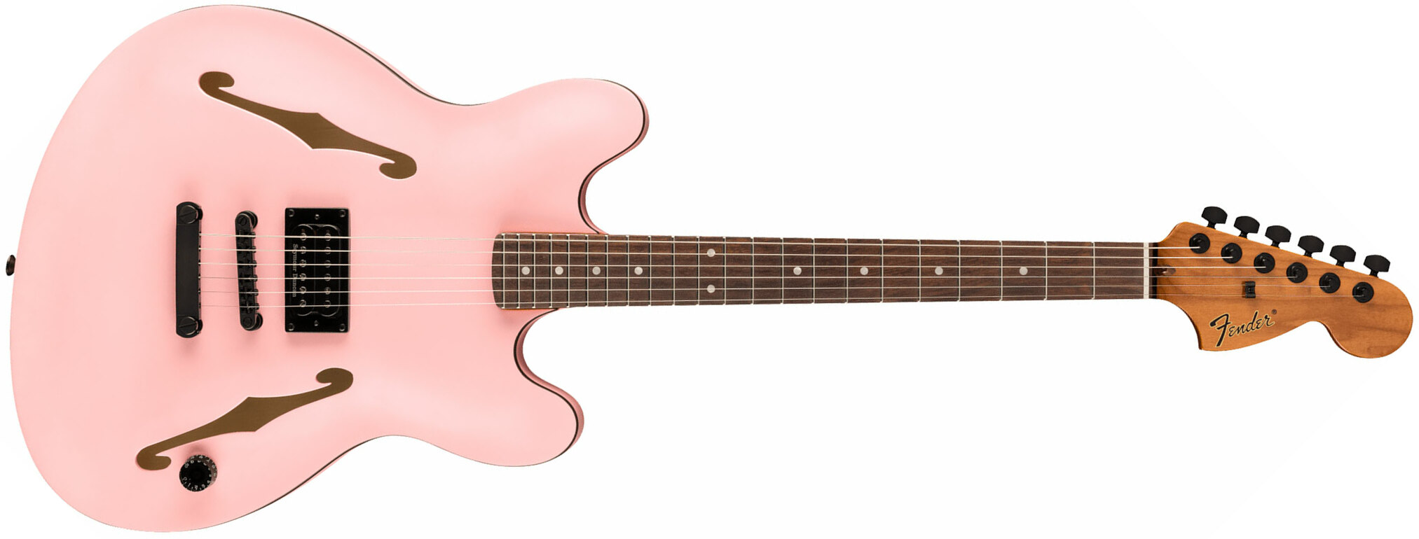 Fender Tom Delonge Starcaster Signature 1h Seymour Duncan Ht Rw - Satin Shell Pink - Semi-Hollow E-Gitarre - Main picture