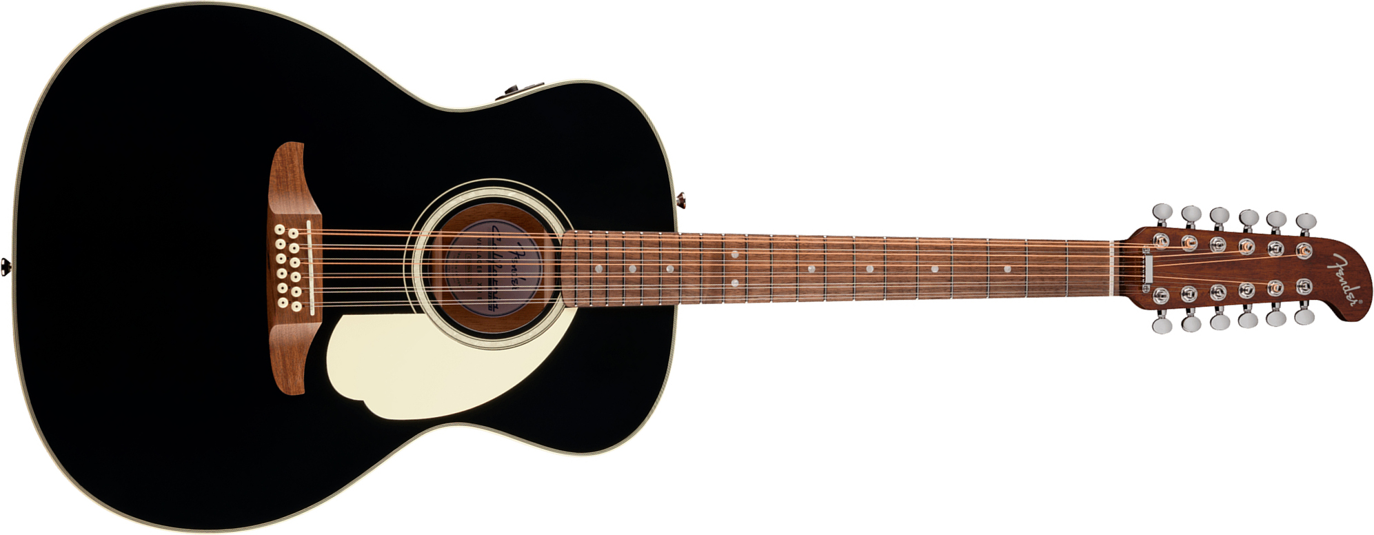 Fender Villager Deluxe E California Orchestra Om 12c Shsc Epicea Acajou Noy - Black - Folk-Gitarre - Main picture
