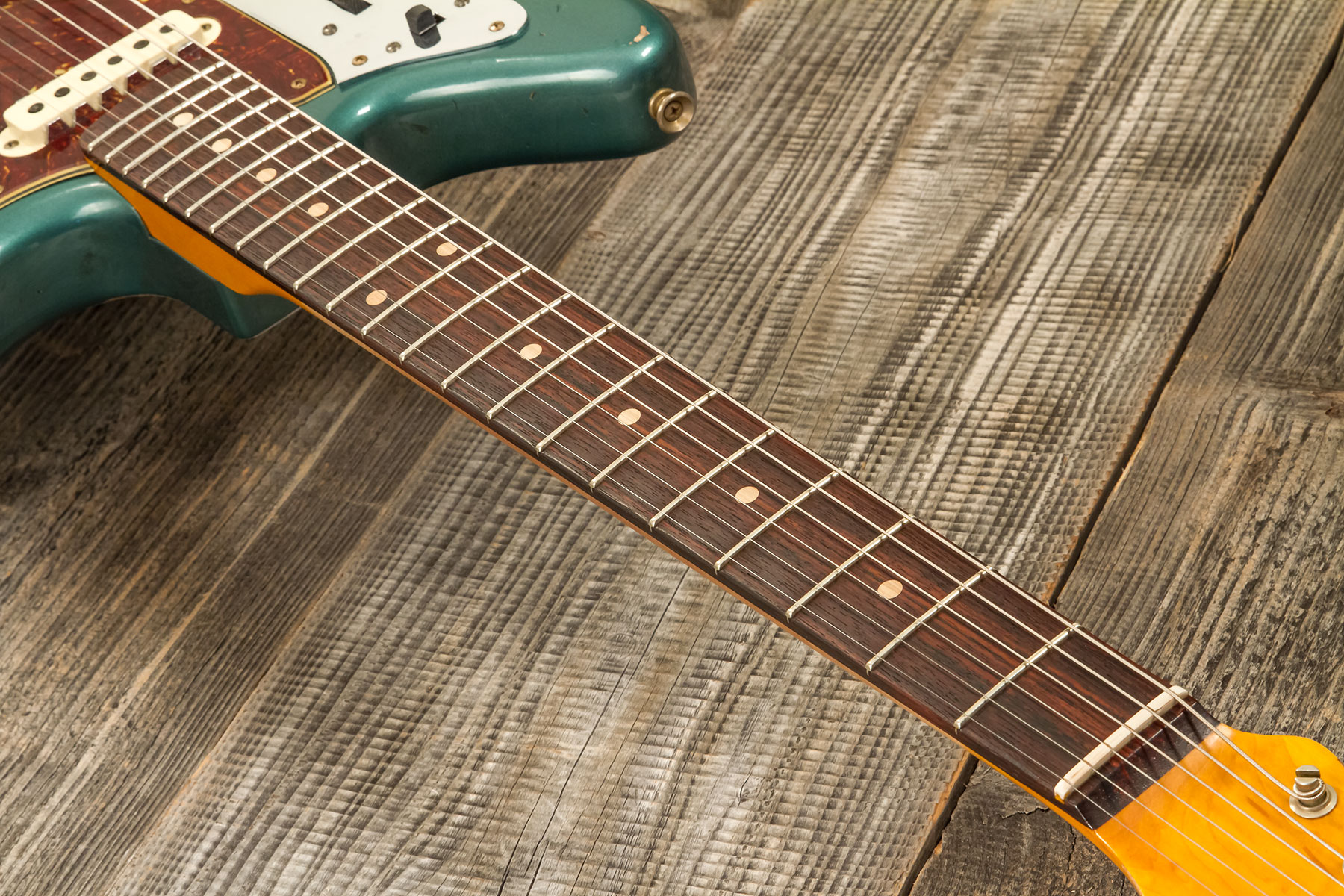 Fender Custom Shop Jaguar 1962 Shsc 2s Trem Rw #r138212 - Heavy Relic Sherwood Green Metallic - Retro-Rock-E-Gitarre - Variation 5
