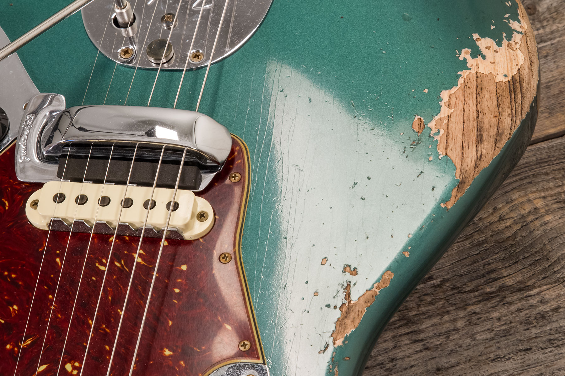 Fender Custom Shop Jaguar 1962 Shsc 2s Trem Rw #r138212 - Heavy Relic Sherwood Green Metallic - Retro-Rock-E-Gitarre - Variation 6
