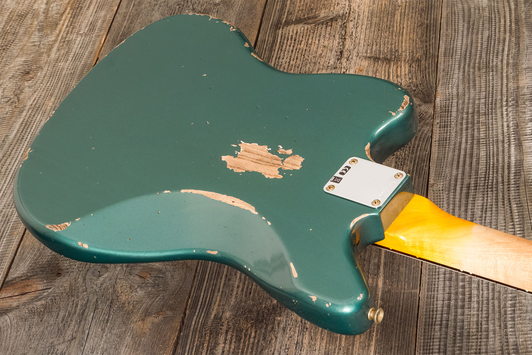 Fender Custom Shop Jaguar 1962 Shsc 2s Trem Rw #r138212 - Heavy Relic Sherwood Green Metallic - Retro-Rock-E-Gitarre - Variation 7