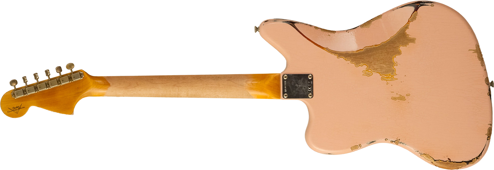 Fender Custom Shop Jaguar 1962 Shsc 2s Trem Rw #r141280 - Heavy Relic Shell Pink O. 3-color Sunburst - Retro-Rock-E-Gitarre - Variation 1