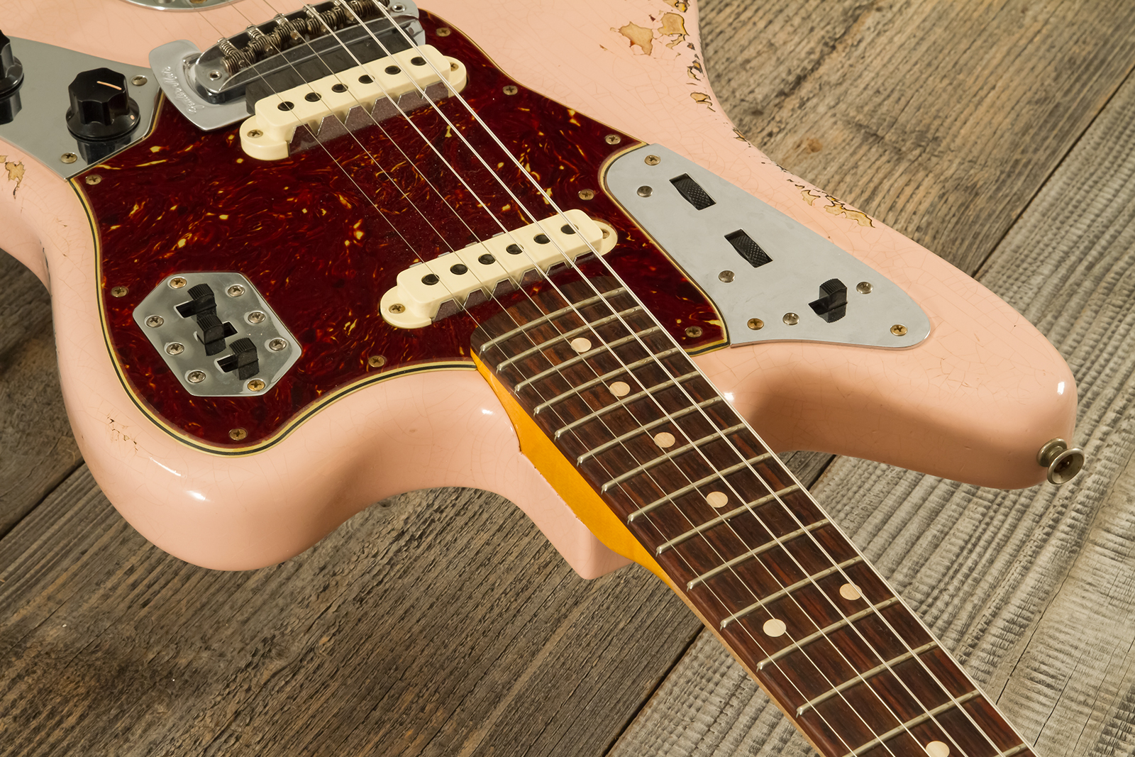 Fender Custom Shop Jaguar 1962 Shsc 2s Trem Rw #r141280 - Heavy Relic Shell Pink O. 3-color Sunburst - Retro-Rock-E-Gitarre - Variation 5