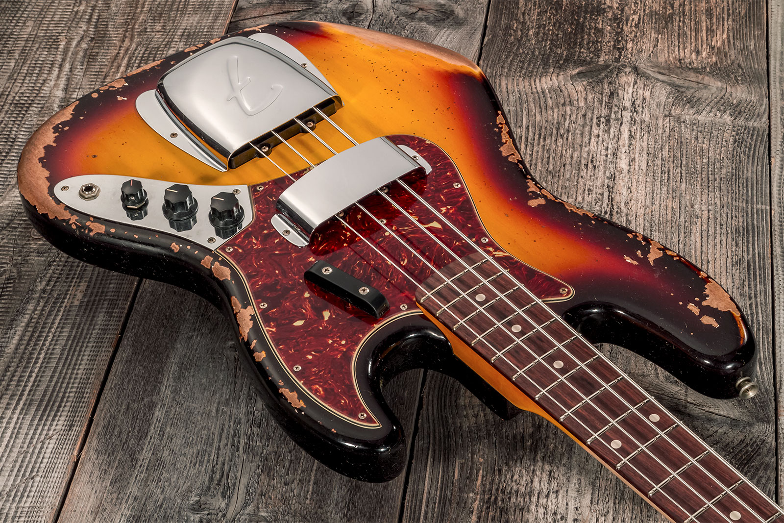 Fender Custom Shop Jazz Bass 1961 Rw #cz572155 - Heavy Relic 3-color Sunburst - Solidbody E-bass - Variation 2