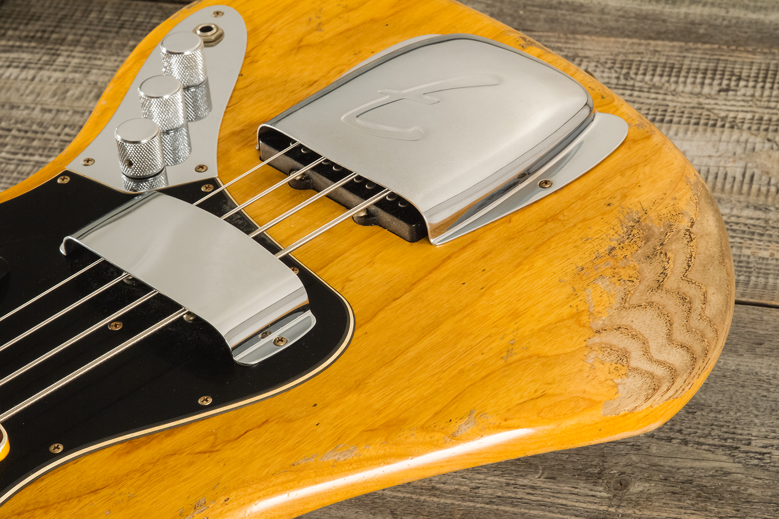 Fender Custom Shop Jazz Bass Custom Rw - Heavy Relic Aged Natural - Solidbody E-bass - Variation 6