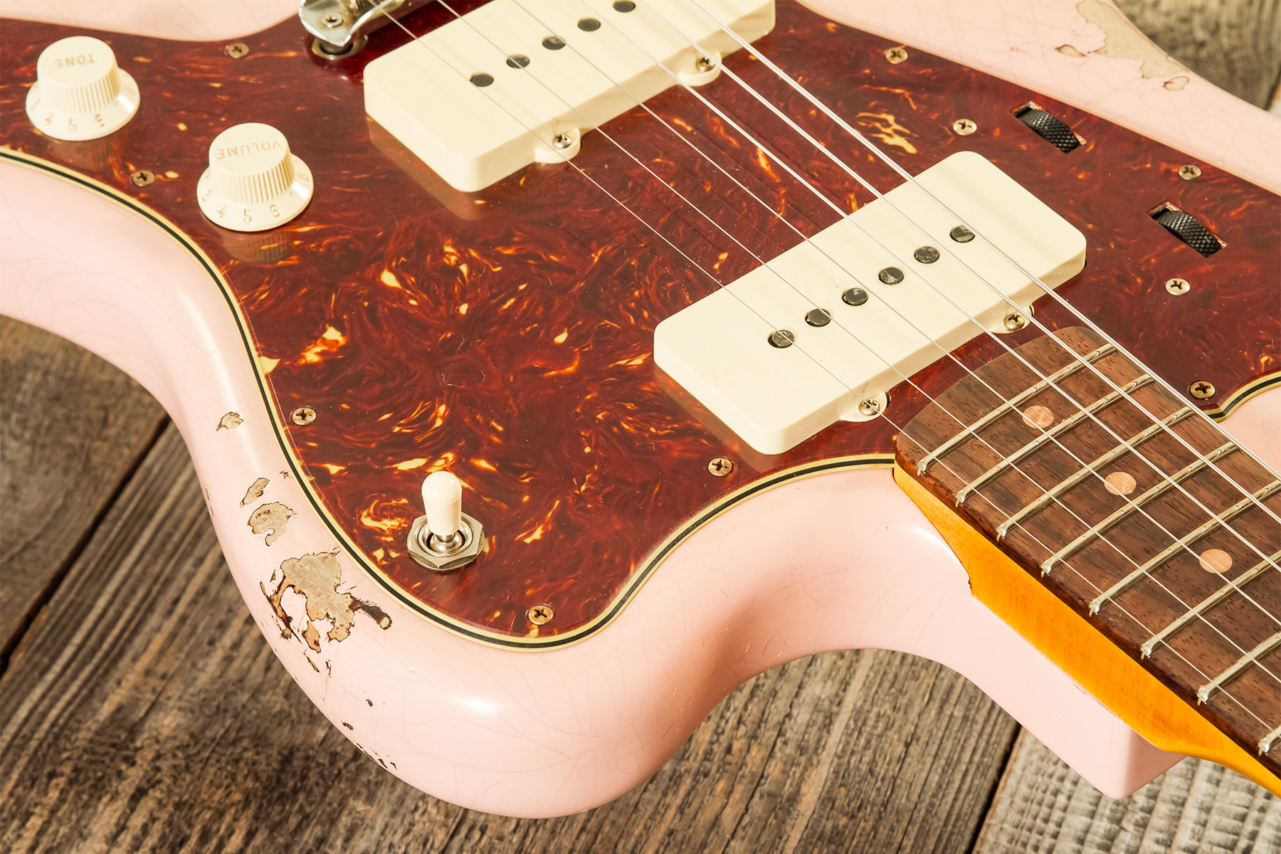 Fender Custom Shop Jazzmaster 1962 2s Trem Rw #r132659 - Heavy Relic Shell Pink O. 3-color Sunburst - Retro-Rock-E-Gitarre - Variation 4