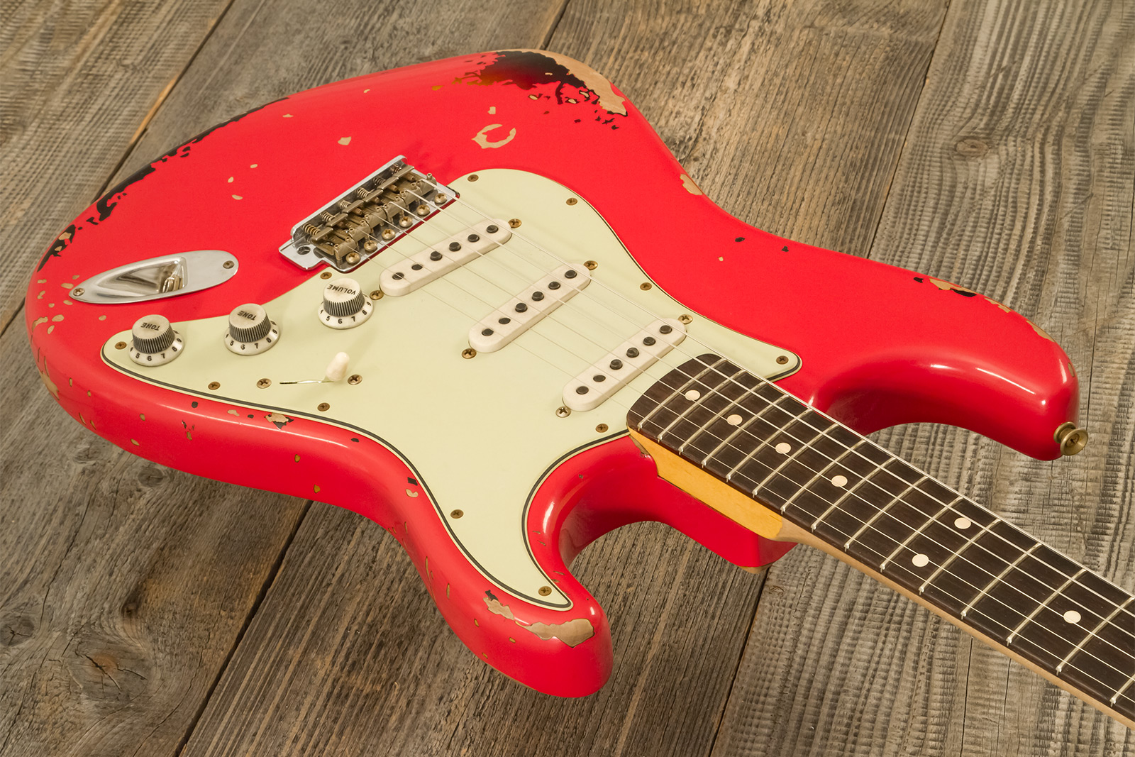 Fender Custom Shop Michael Landau Strat 1963 Signature Trem 3s #r133864 - Relic Fiesta Red O. 3-color Sunburst - E-Gitarre in Str-Form - Variation 3