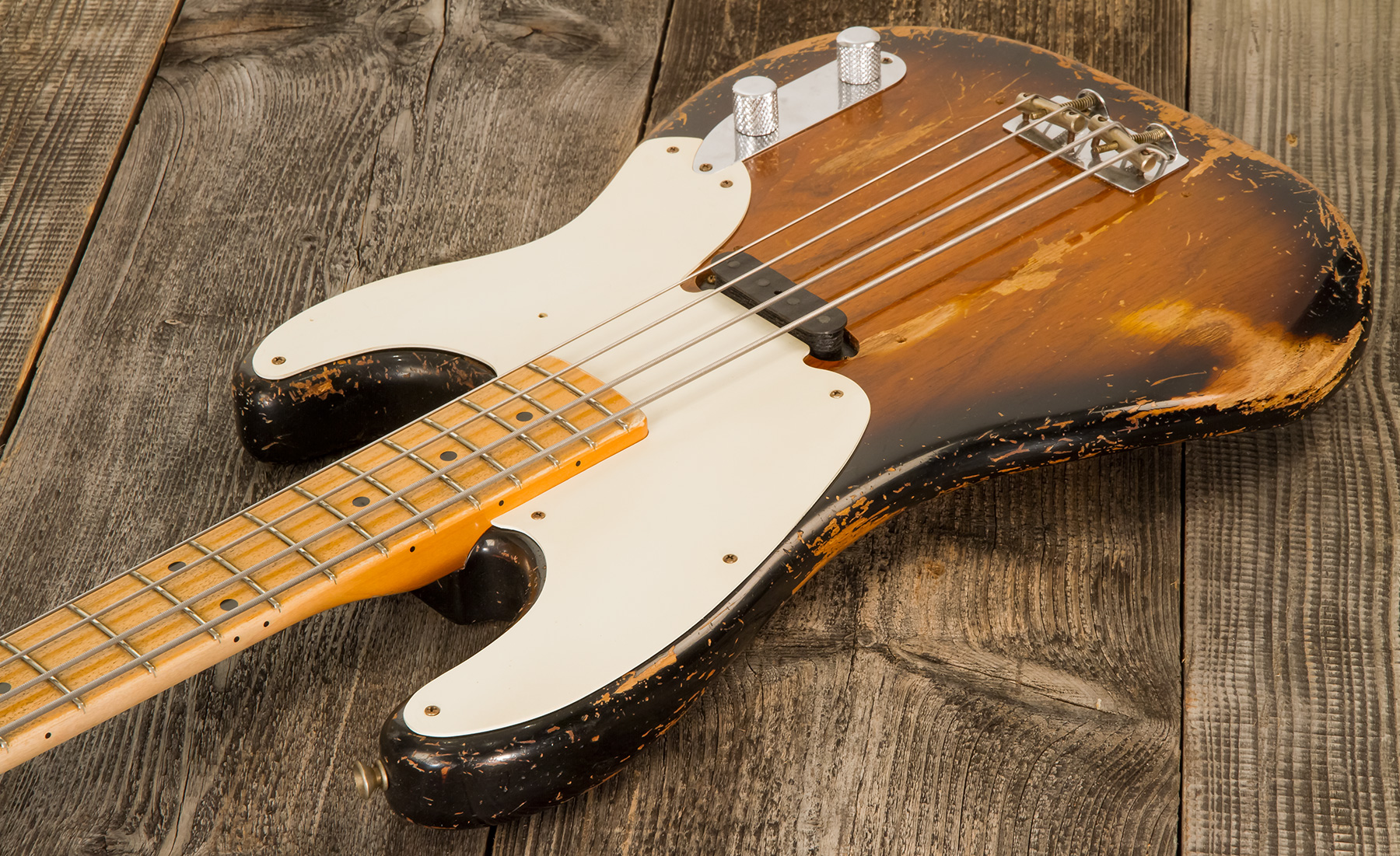 Fender Custom Shop Precision Bass 1955 Masterbuilt D.galuszka #xn3431 - Heavy Relic 2-color Sunburst - Solidbody E-bass - Variation 2