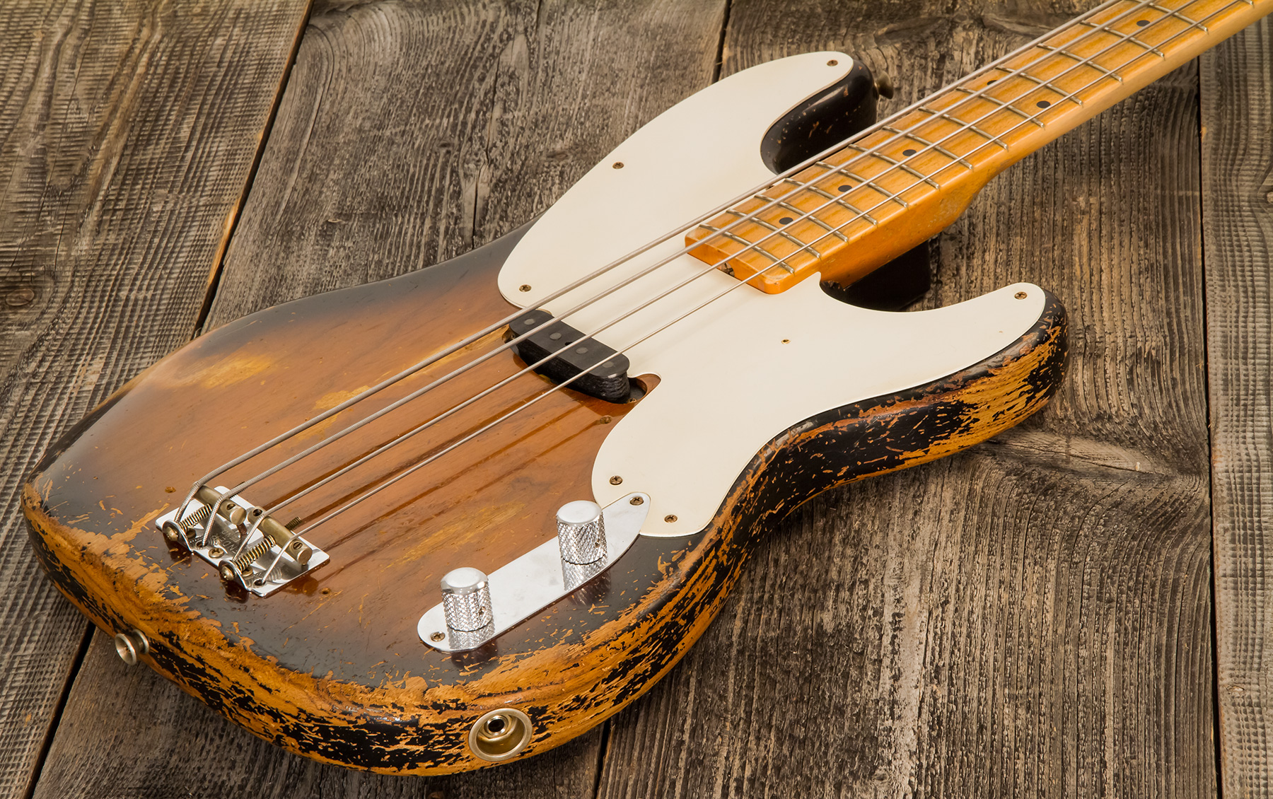 Fender Custom Shop Precision Bass 1955 Masterbuilt D.galuszka #xn3431 - Heavy Relic 2-color Sunburst - Solidbody E-bass - Variation 3
