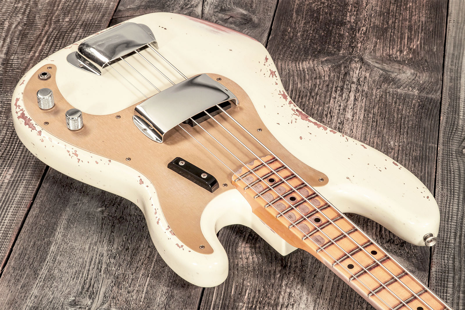Fender Custom Shop Precision Bass 1958 Mn #cz569181 - Heavy Relic Vintage White - Solidbody E-bass - Variation 2