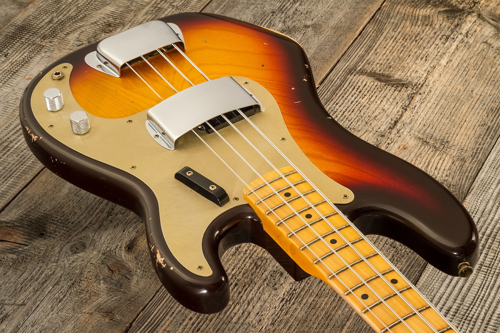 Fender Custom Shop Precision Bass 1958 Mn #cz578373 - Relic Chocolate 3-color Sunburst - Solidbody E-bass - Variation 2