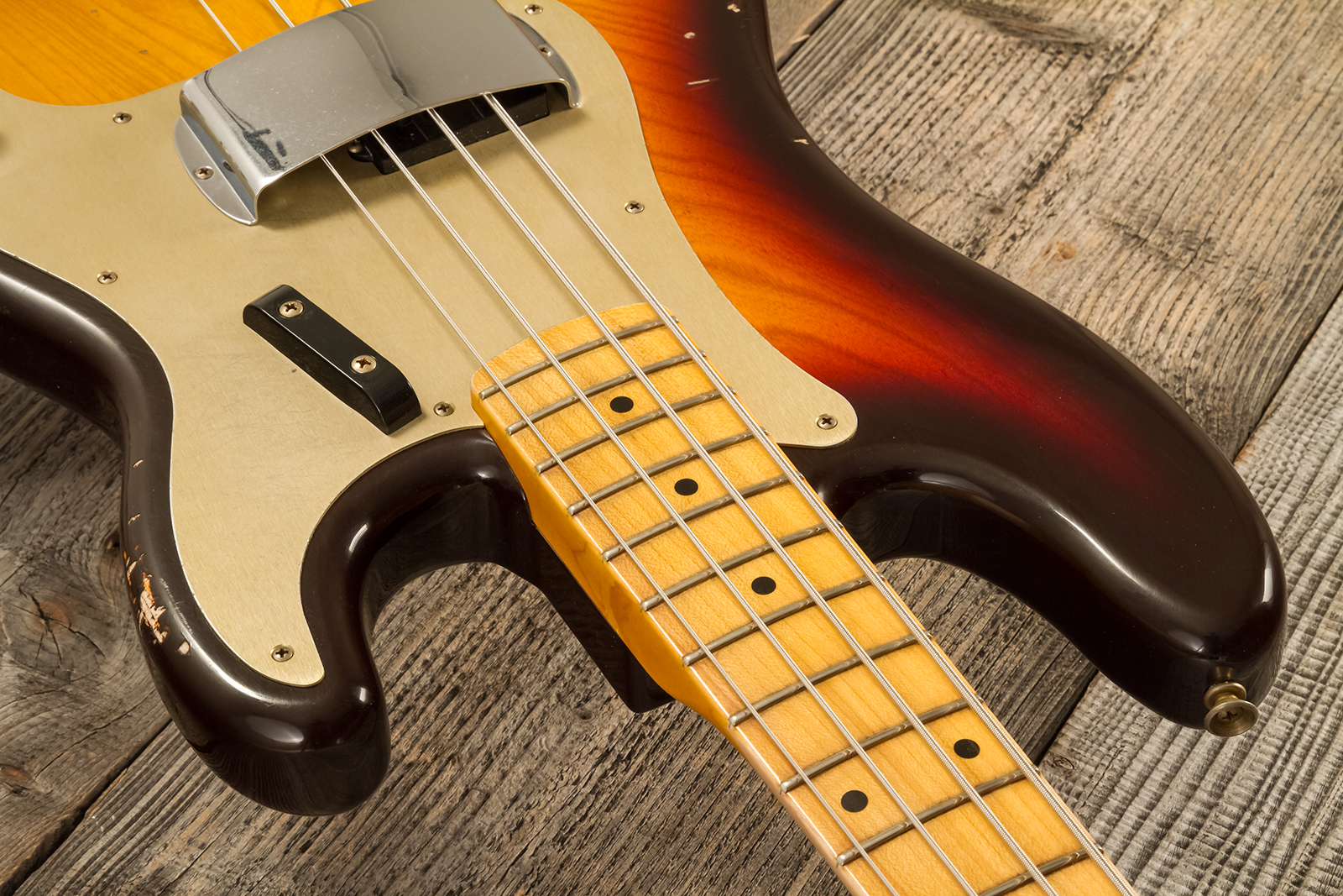 Fender Custom Shop Precision Bass 1958 Mn #cz578373 - Relic Chocolate 3-color Sunburst - Solidbody E-bass - Variation 4