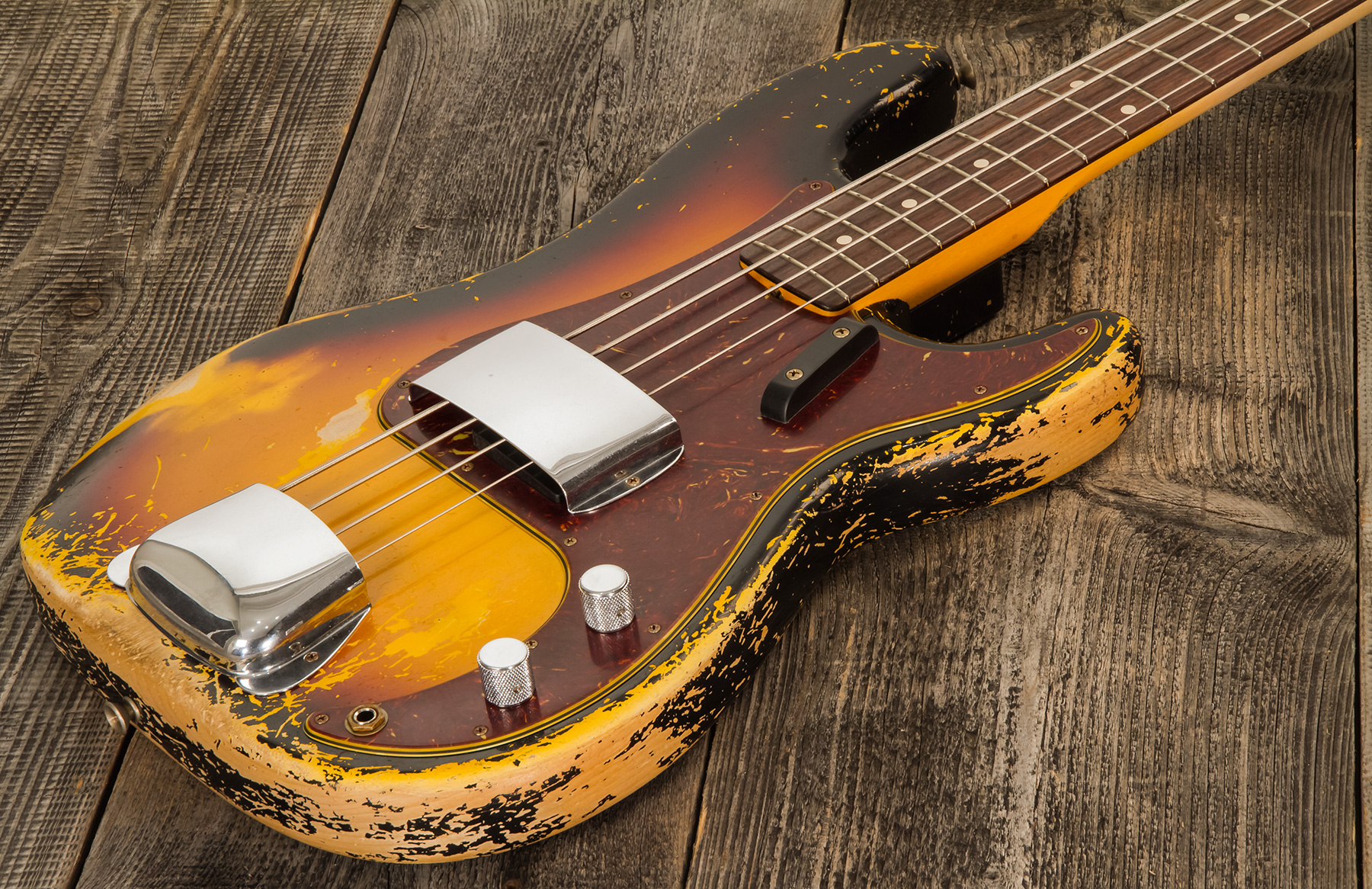 Fender Custom Shop Precision Bass 1962 Masterbuilt D.galuszka Rw #r119482 - Heavy Relic 3-color Sunburst - Solidbody E-bass - Variation 3
