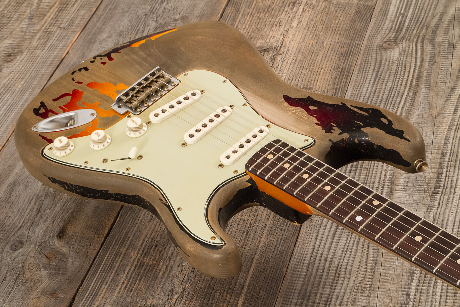 Fender Custom Shop Rory Gallagher Strat Masterbuilt D.wilson Signature 3s Trem Rw #cz574478 - Heavy Relic 3-color Sunburst - E-Gitarre in Str-Form - V