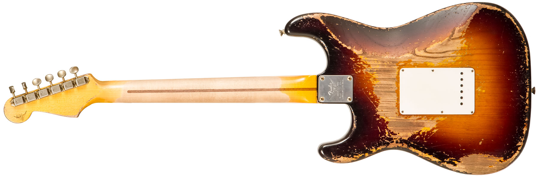 Fender Custom Shop Strat 1954 70th Ann. Mb A.hicks 3s Trem Mn #4681 - Super Heavy Relic 2-color Sunburst - E-Gitarre in Str-Form - Variation 1