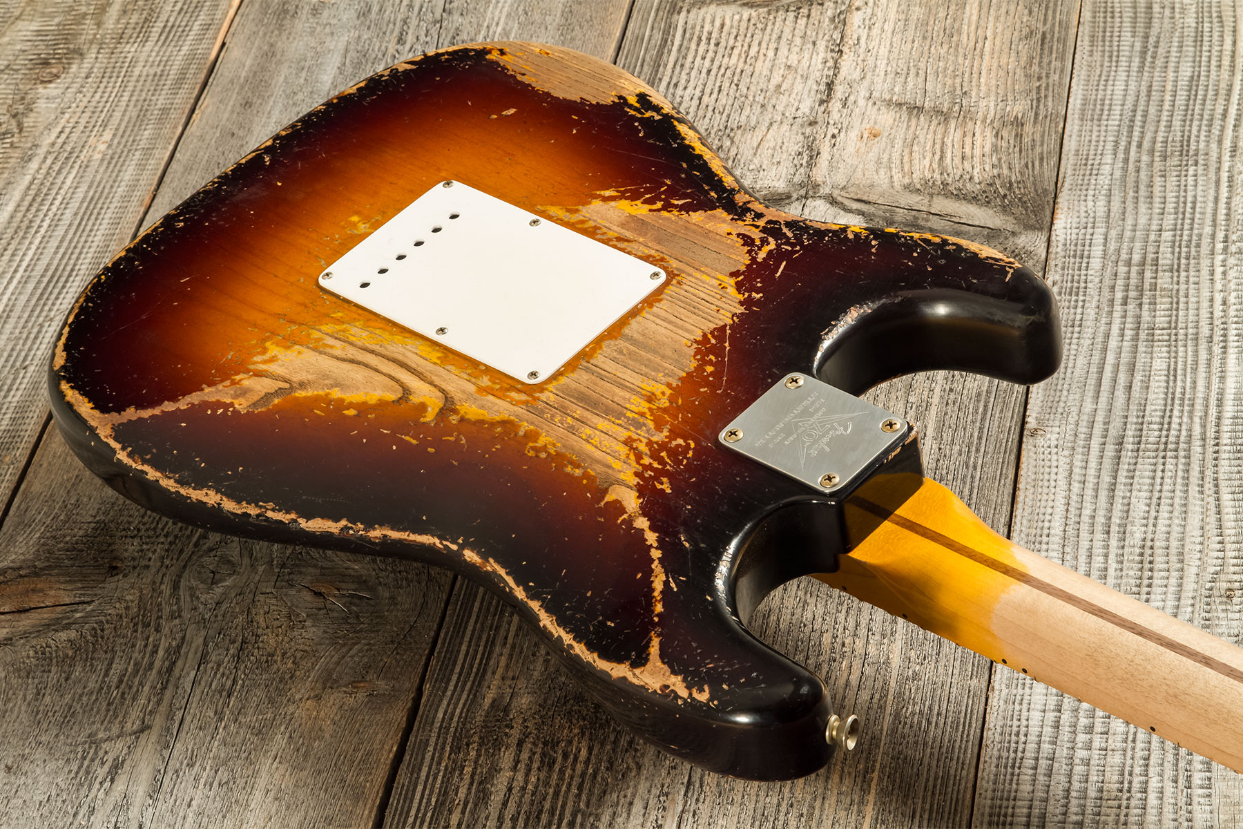 Fender Custom Shop Strat 1954 70th Ann. Mb A.hicks 3s Trem Mn #4681 - Super Heavy Relic 2-color Sunburst - E-Gitarre in Str-Form - Variation 5