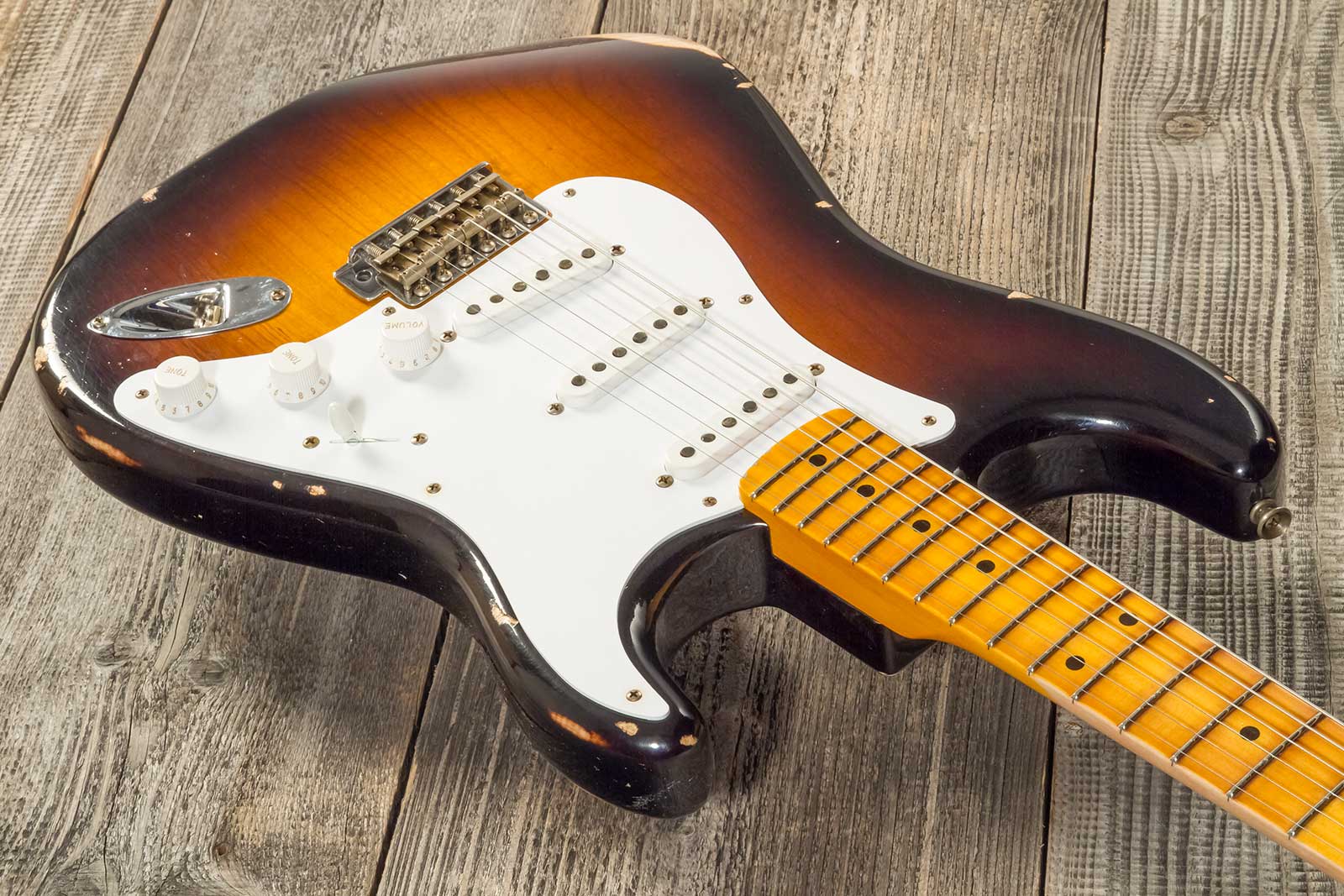 Fender Custom Shop Strat 1954 70th Anniv. 3s Trem Mn #xn4158 - Relic Wide-fade 2-color Sunburst - E-Gitarre in Str-Form - Variation 2