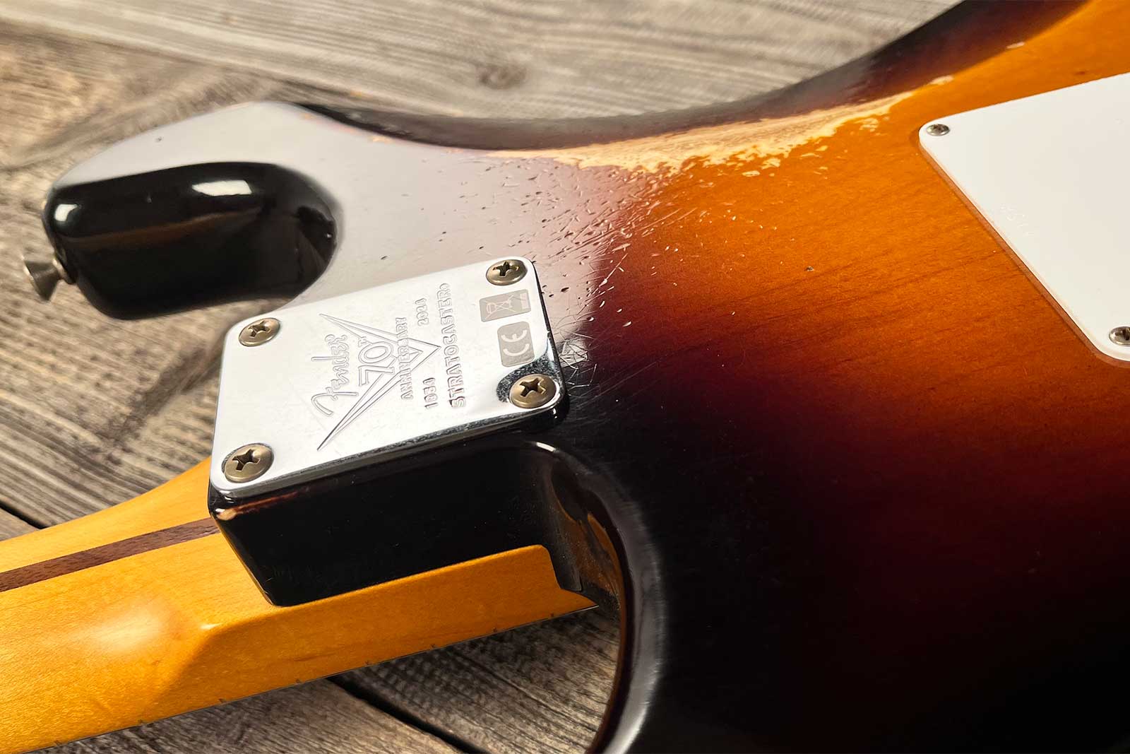 Fender Custom Shop Strat 1954 70th Anniv. 3s Trem Mn #xn4158 - Relic Wide-fade 2-color Sunburst - E-Gitarre in Str-Form - Variation 8