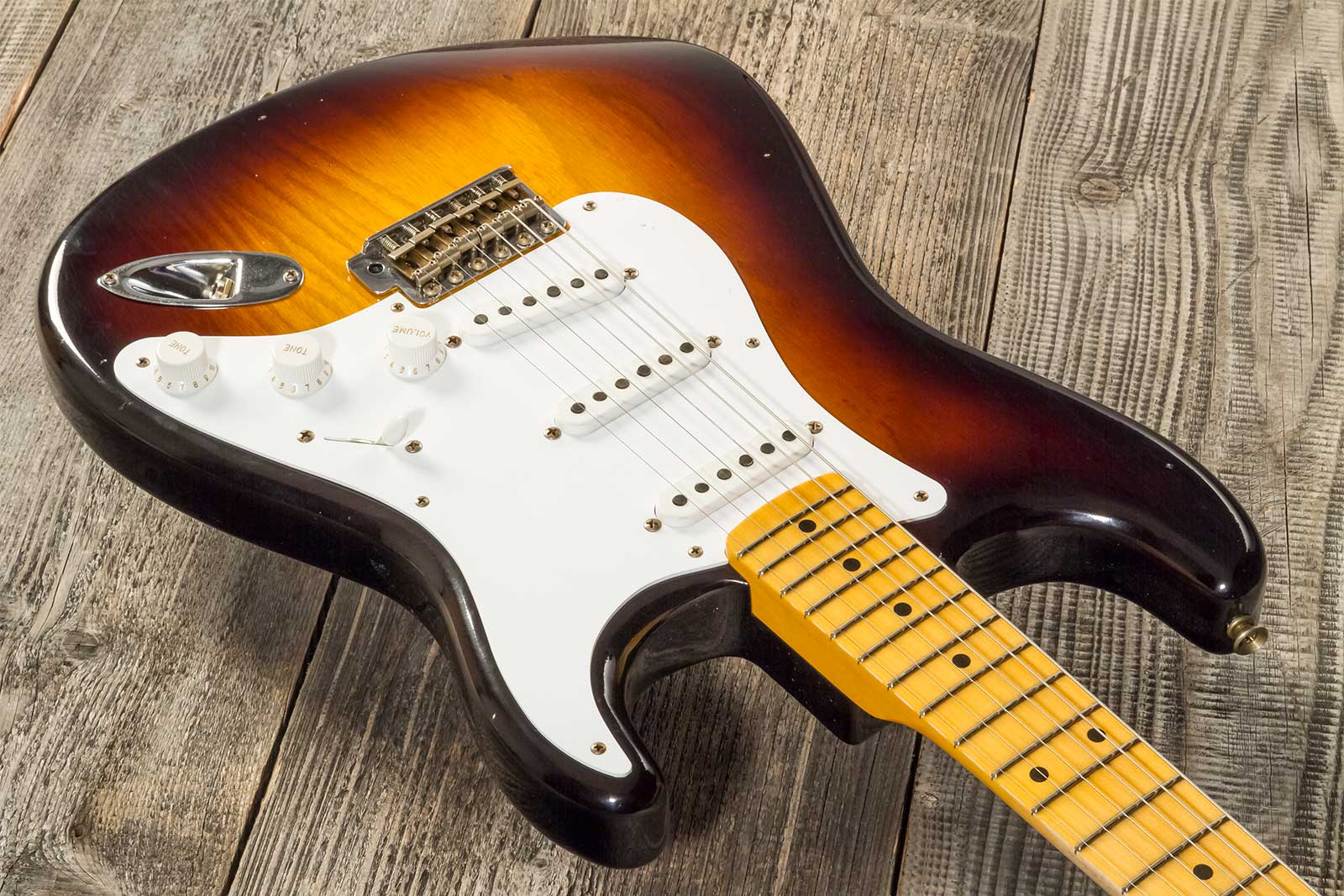 Fender Custom Shop Strat 1954 70th Anniv. 3s Trem Mn #xn4193 - Journeyman Relic Wide-fade 2-color Sunburst - E-Gitarre in Str-Form - Variation 3