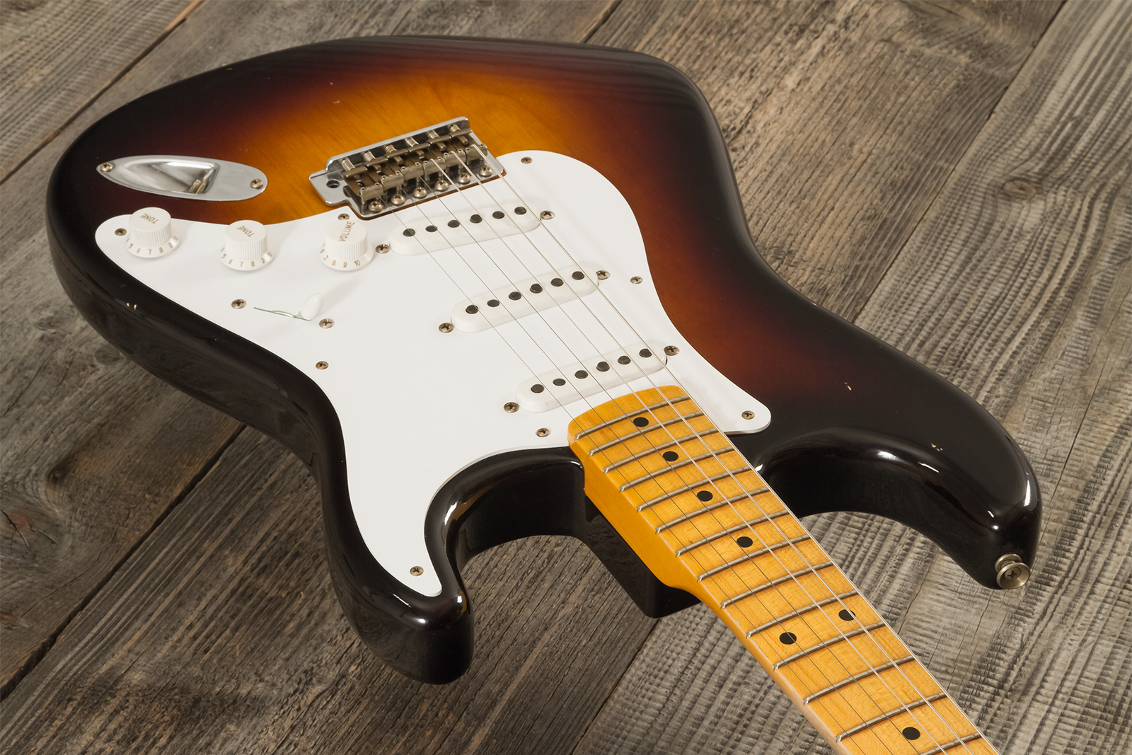 Fender Custom Shop Strat 1954 70th Anniv. 3s Trem Mn #xn4241 - Journeyman Relic Wide-fade 2-color Sunburst - E-Gitarre in Str-Form - Variation 2