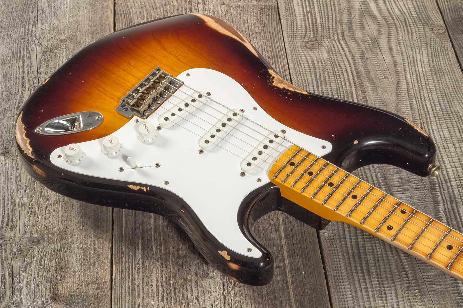 Fender Custom Shop Strat 1954 70th Anniv. 3s Trem Mn #xn4316 - Relic Wide Fade 2-color Sunburst - E-Gitarre in Str-Form - Variation 2