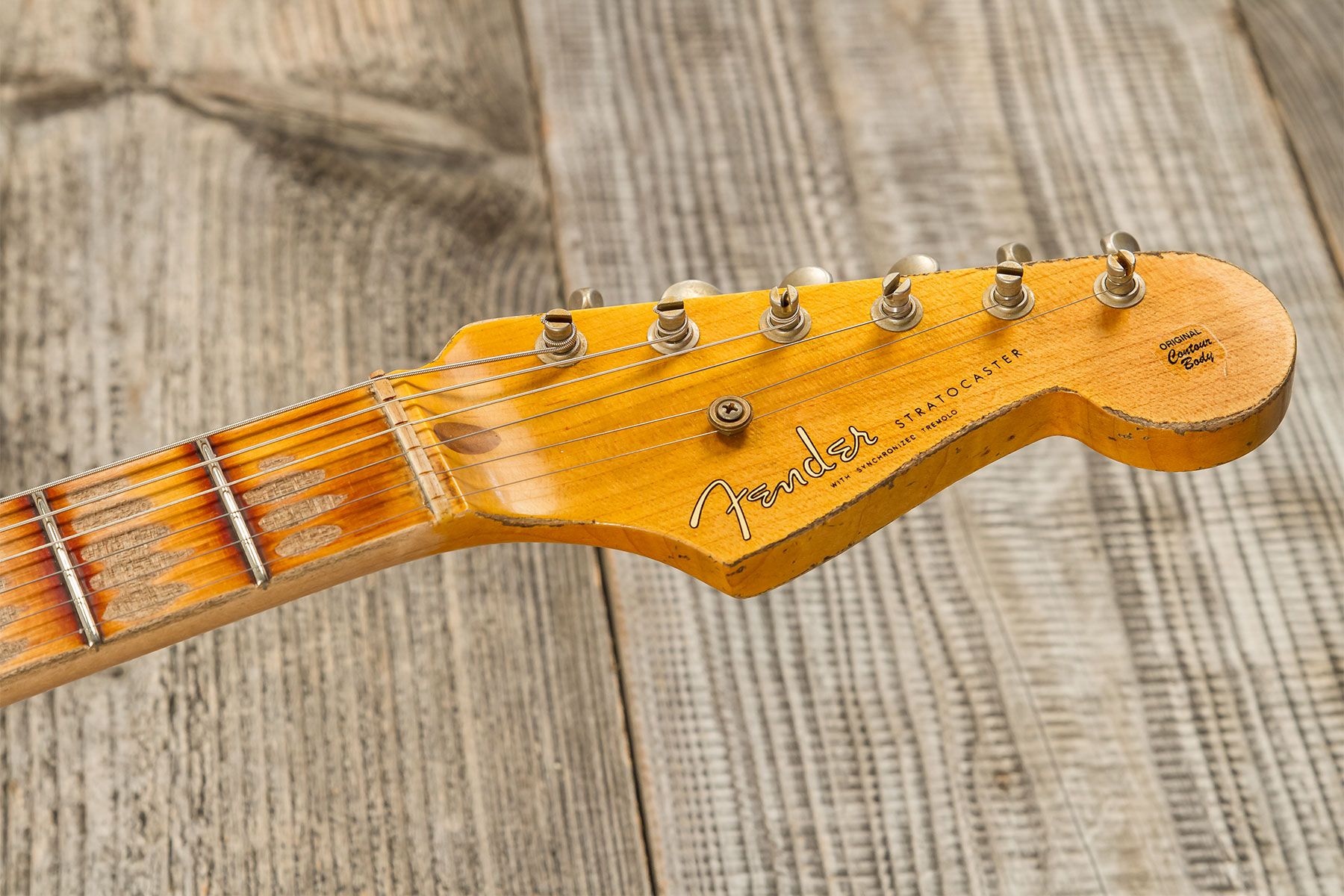 Fender Custom Shop Strat 1954 70th Anniv. 3s Trem Mn #xn4343 - Heavy Relic 2-color Sunburst - E-Gitarre in Str-Form - Variation 9