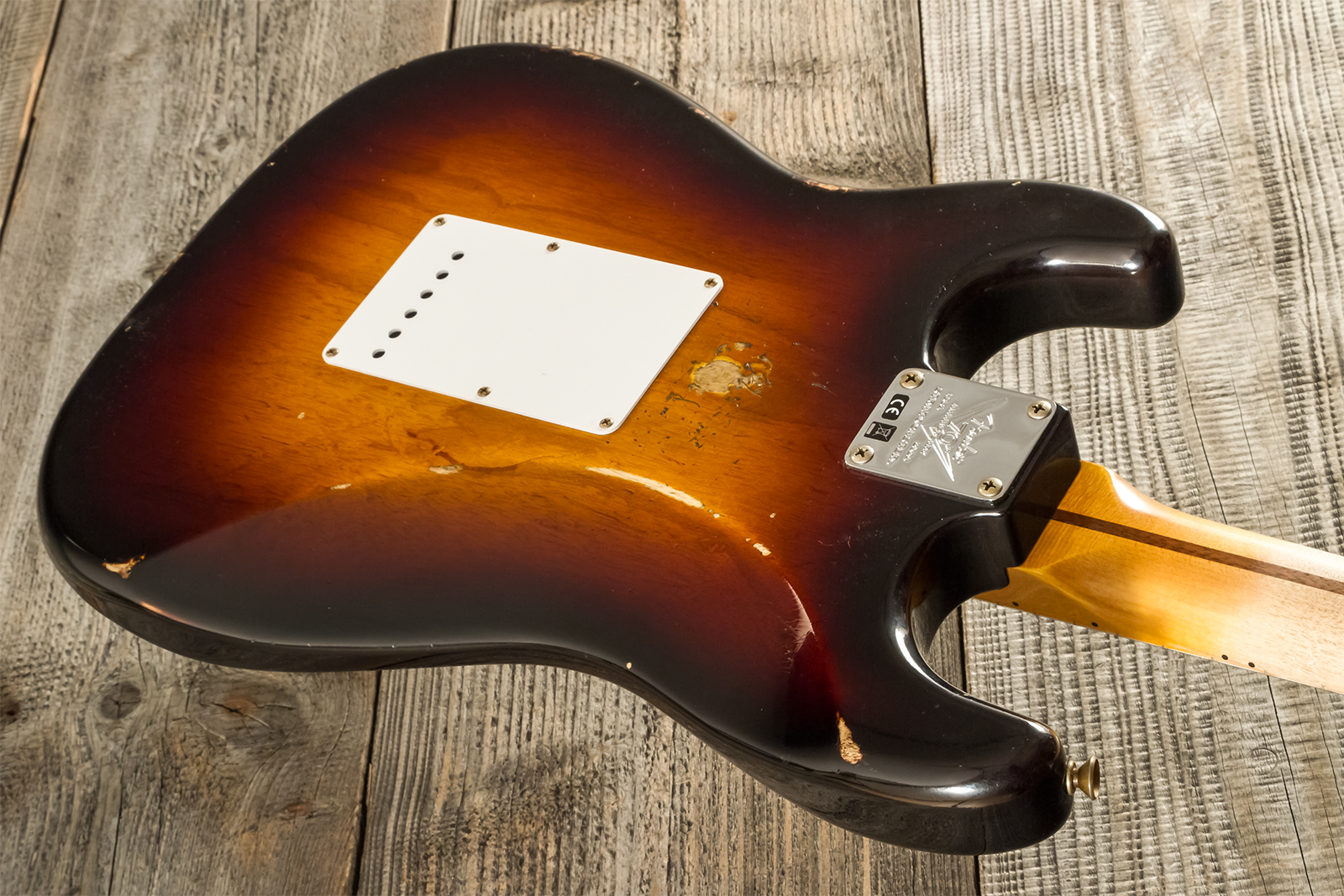 Fender Custom Shop Strat 1954 70th Anniv. 3s Trem Mn #xn4345 - Relic Wide-fade 2-color Sunburst - E-Gitarre in Str-Form - Variation 7