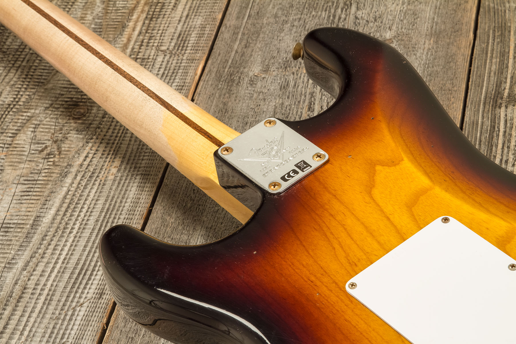 Fender Custom Shop Strat 1954 70th Anniv. 3s Trem Mn #xn4858 - Journeyman Relic 2-color Sunburst - E-Gitarre in Str-Form - Variation 6