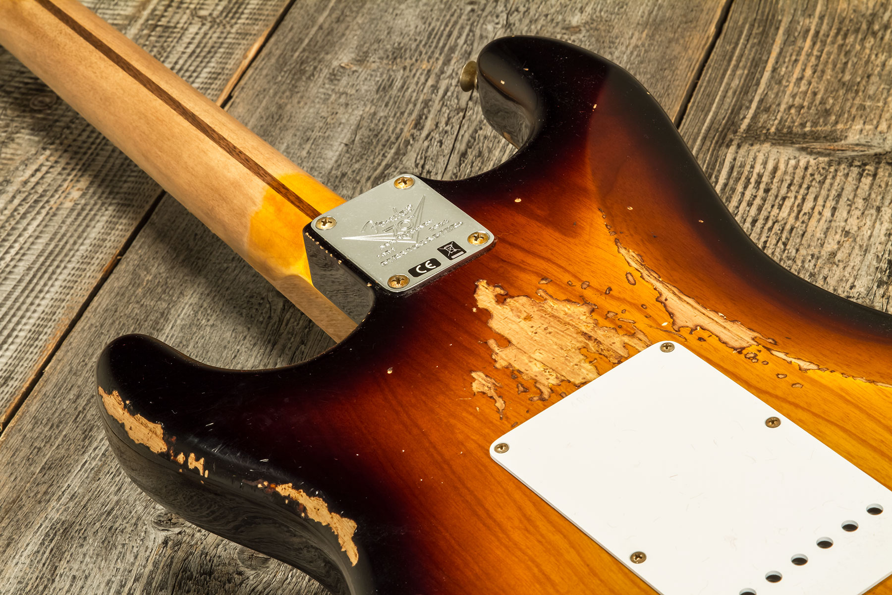 Fender Custom Shop Strat 1954 70th Anniv. 3s Trem Mn #xn4887 - Heavy Relic 2-color Sunburst - E-Gitarre in Str-Form - Variation 7