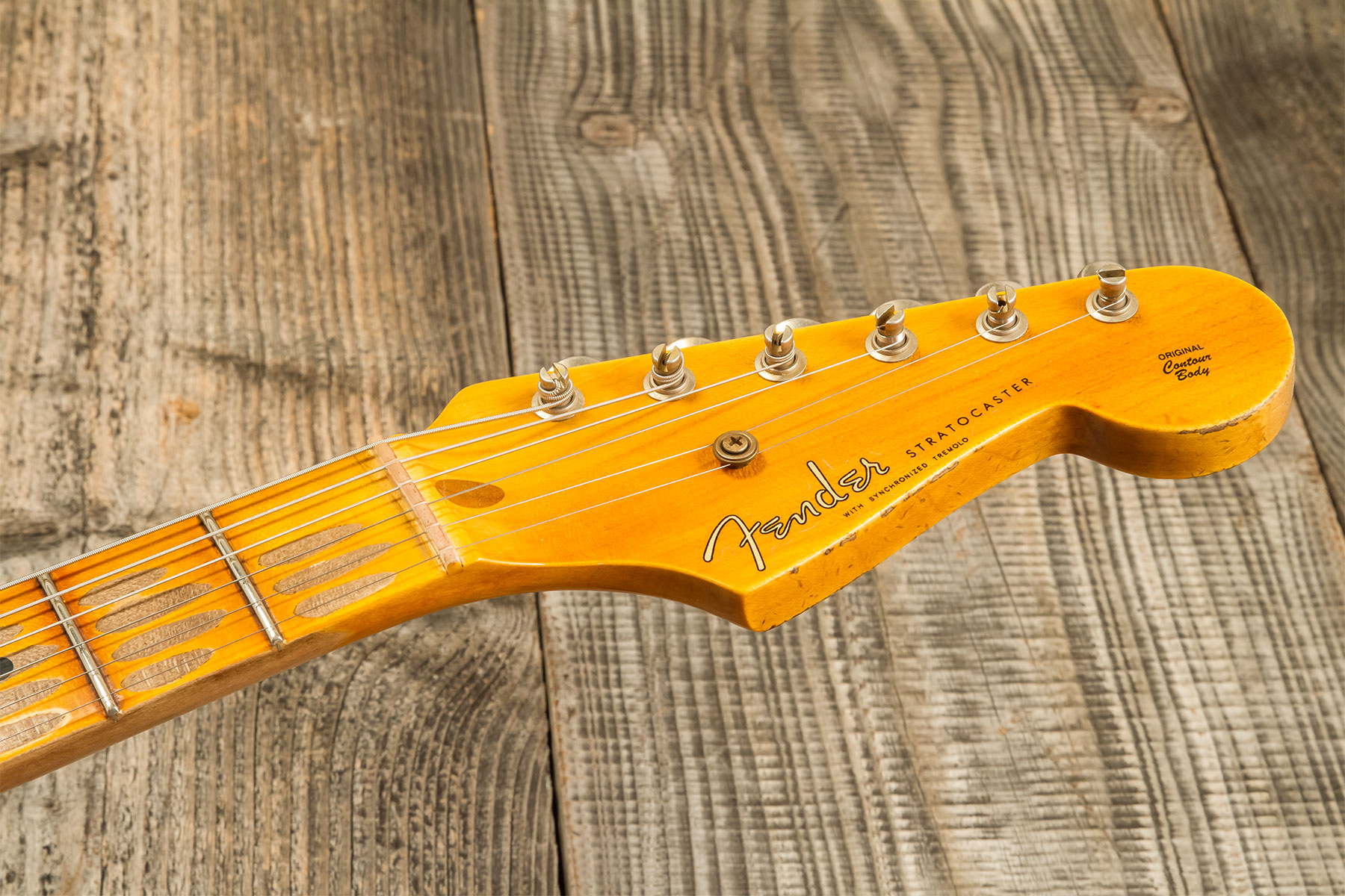 Fender Custom Shop Strat 1954 70th Anniv. 3s Trem Mn #xn4887 - Heavy Relic 2-color Sunburst - E-Gitarre in Str-Form - Variation 8