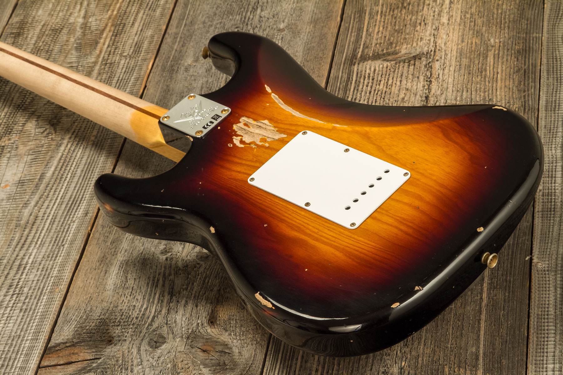 Fender Custom Shop Strat 1954 70th Anniv. 3s Trem Mn #xn4888 - Heavy Relic 2-color Sunburst - E-Gitarre in Str-Form - Variation 5
