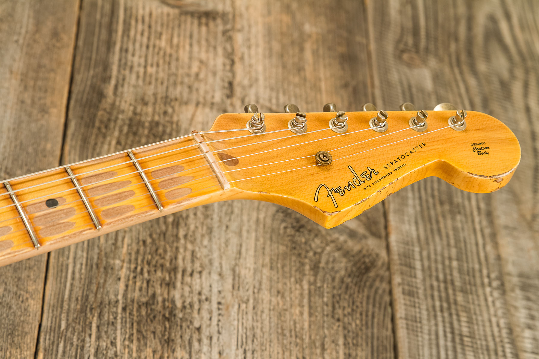 Fender Custom Shop Strat 1954 70th Anniv. 3s Trem Mn #xn4888 - Heavy Relic 2-color Sunburst - E-Gitarre in Str-Form - Variation 7