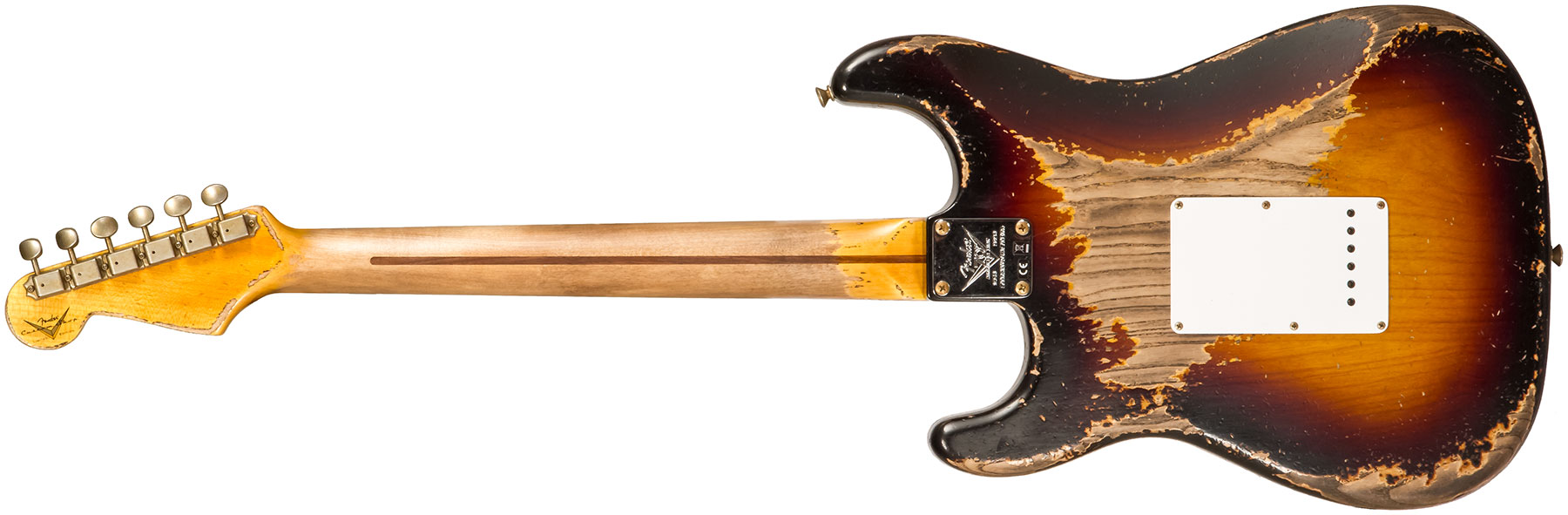 Fender Custom Shop Strat 1954 70th Anniv. 3s Trem Mn #xn4889 - Super Heavy Relic 2-color Sunburst - E-Gitarre in Str-Form - Variation 1