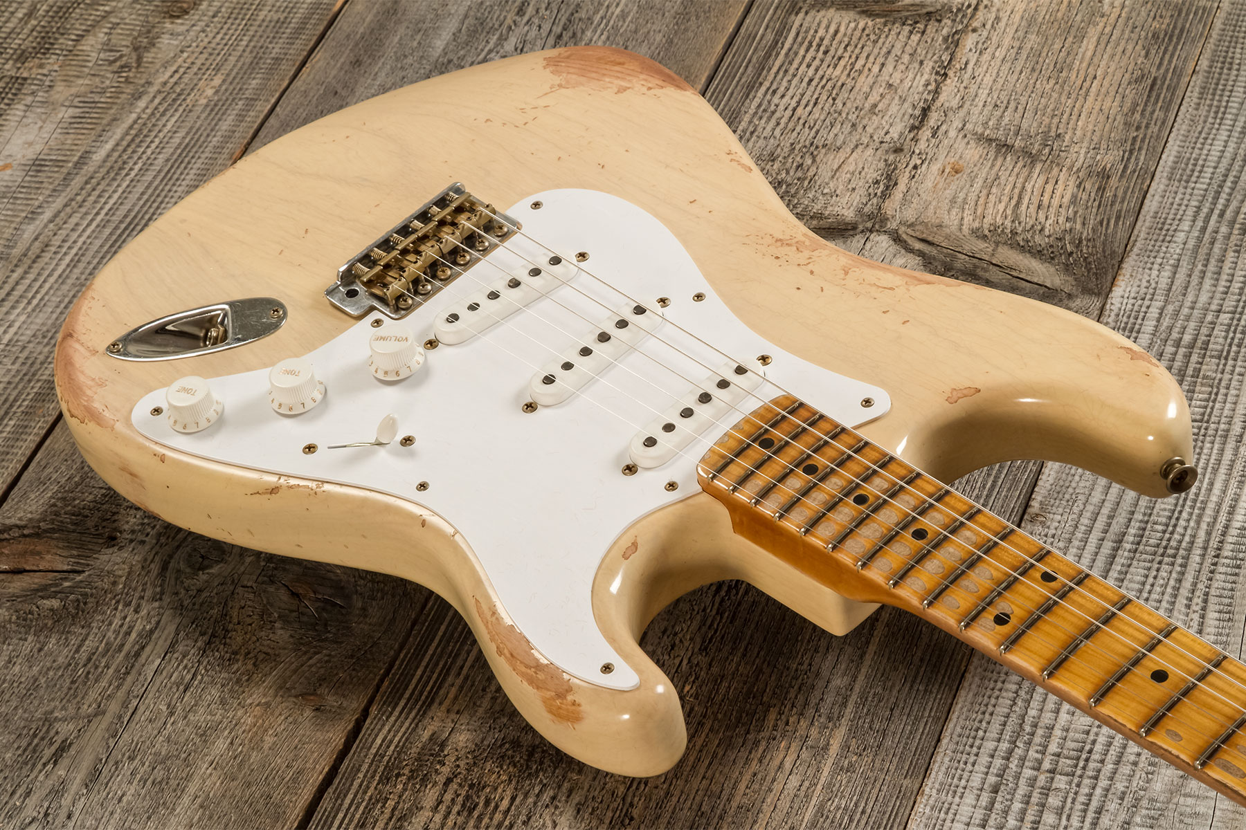 Fender Custom Shop Strat 1954 70th Anniv. 3s Trem Mn #xn5073 - Heavy Relic Vintage Blonde - E-Gitarre in Str-Form - Variation 2
