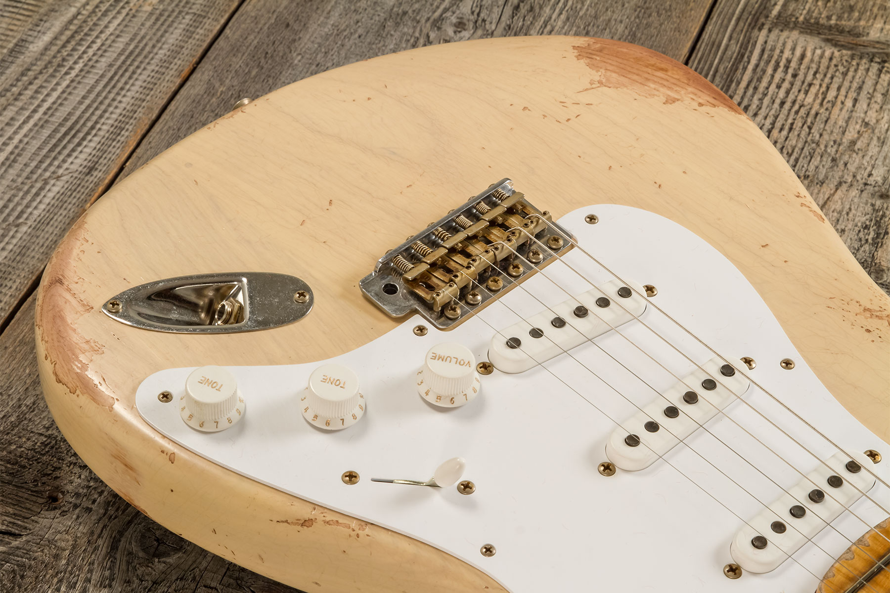 Fender Custom Shop Strat 1954 70th Anniv. 3s Trem Mn #xn5073 - Heavy Relic Vintage Blonde - E-Gitarre in Str-Form - Variation 3