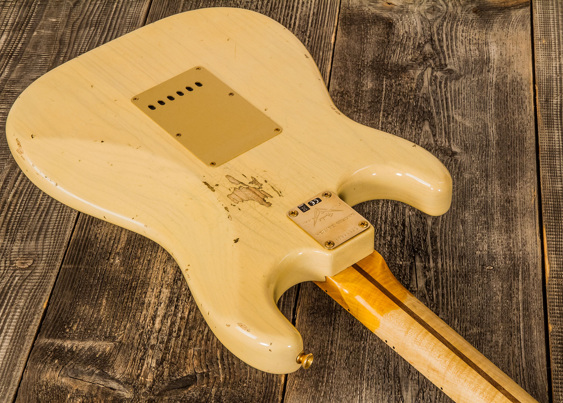 Fender Custom Shop Strat 1955 Bone Tone Usa 3s Trem Mn #cz554628 - Relic Honey Blonde W/ Gold Hardware - E-Gitarre in Str-Form - Variation 2