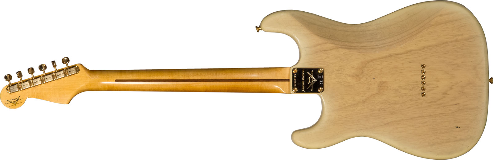 Fender Custom Shop Strat 1955 Hardtail Gold Hardware 3s Trem Mn #cz568215 - Journeyman Relic Natural Blonde - E-Gitarre in Str-Form - Variation 1