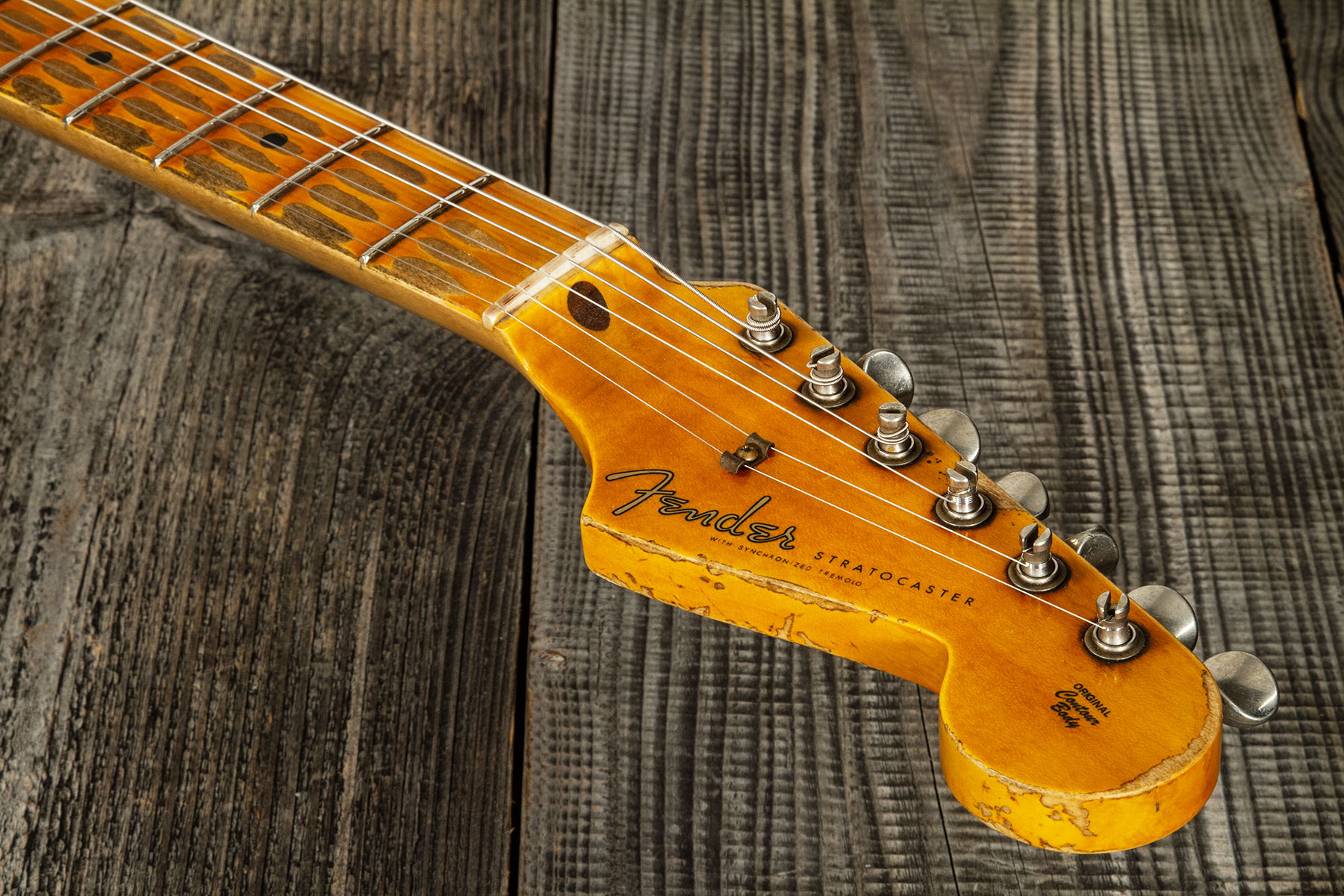Fender Custom Shop Strat 1956 3s Trem Mn #cz568636 - Super Heavy Relic Aged India Ivory - E-Gitarre in Str-Form - Variation 9