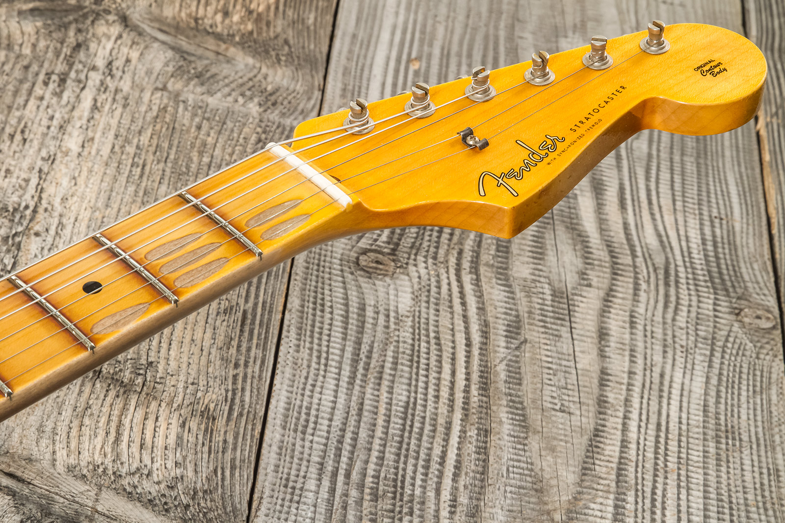 Fender Custom Shop Strat 1956 3s Trem Mn #cz575333 - Journeyman Relic 2-color Sunburst - E-Gitarre in Str-Form - Variation 6