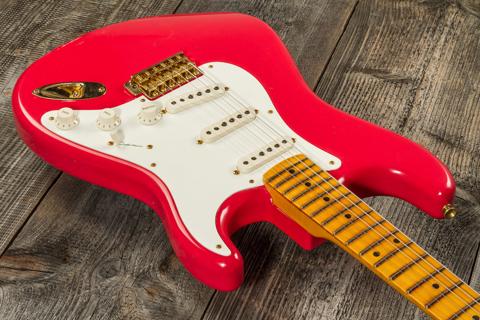 Fender Custom Shop Strat 1956 3s Trem Mn #r130433 - Journeyman Relic Fiesta Red - E-Gitarre in Str-Form - Variation 2