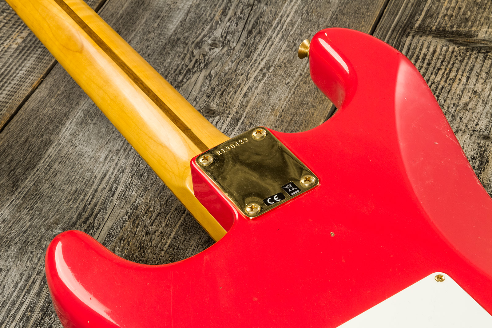 Fender Custom Shop Strat 1956 3s Trem Mn #r130433 - Journeyman Relic Fiesta Red - E-Gitarre in Str-Form - Variation 6