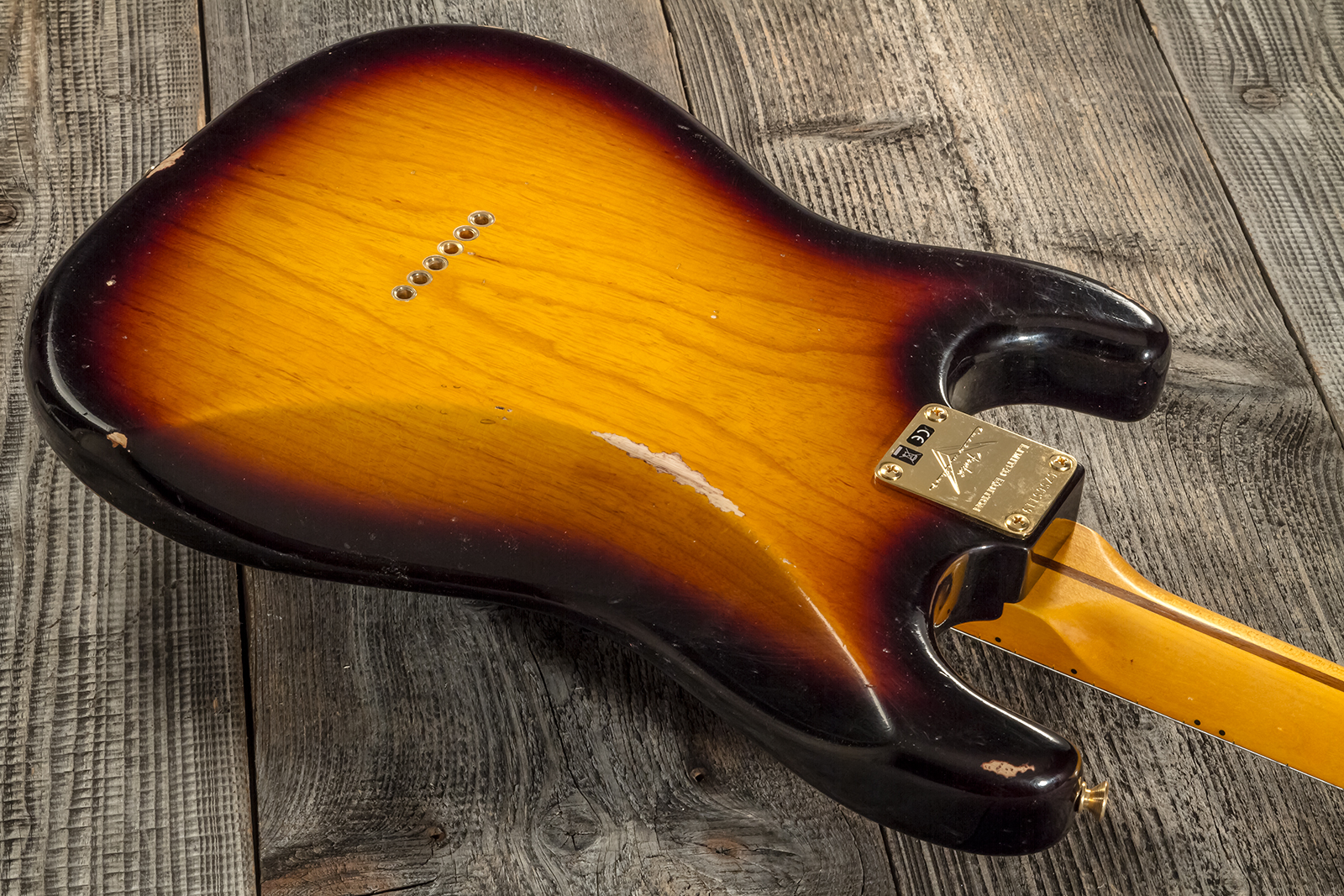 Fender Custom Shop Strat 1956 Hardtail Gold Hardware 3s Ht Mn #cz565119 - Relic Faded 2-color Sunburst - E-Gitarre in Str-Form - Variation 6