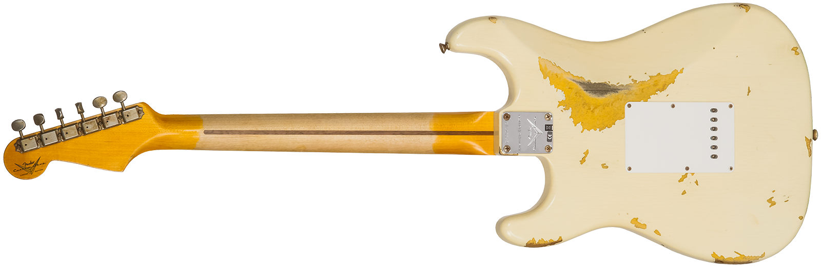 Fender Custom Shop Strat 1956 3s Trem Mn #cz550419 - Heavy Relic Vintage White Over Sunburst - E-Gitarre in Teleform - Variation 1