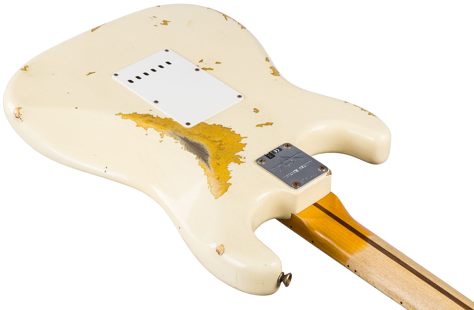Fender Custom Shop Strat 1956 3s Trem Mn #cz550419 - Heavy Relic Vintage White Over Sunburst - E-Gitarre in Teleform - Variation 4