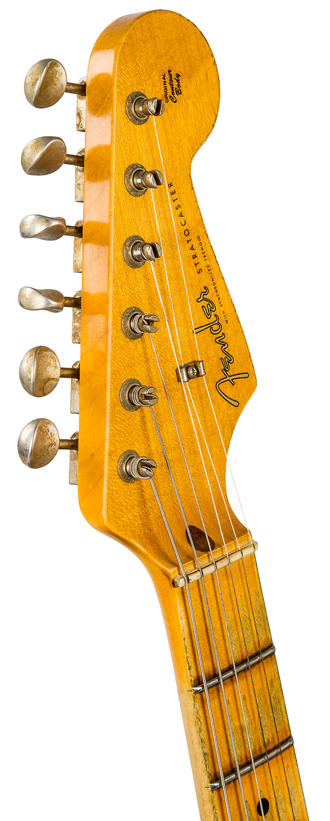 Fender Custom Shop Strat 1956 3s Trem Mn #cz550419 - Heavy Relic Vintage White Over Sunburst - E-Gitarre in Teleform - Variation 5