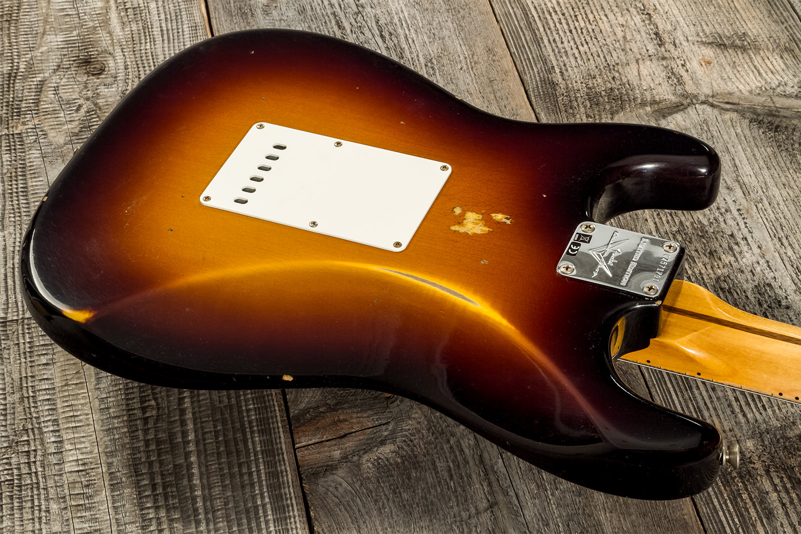 Fender Custom Shop Strat 1957 3s Trem Mn #cz571791 - Relic Wide Fade 2-color Sunburst - E-Gitarre in Str-Form - Variation 6