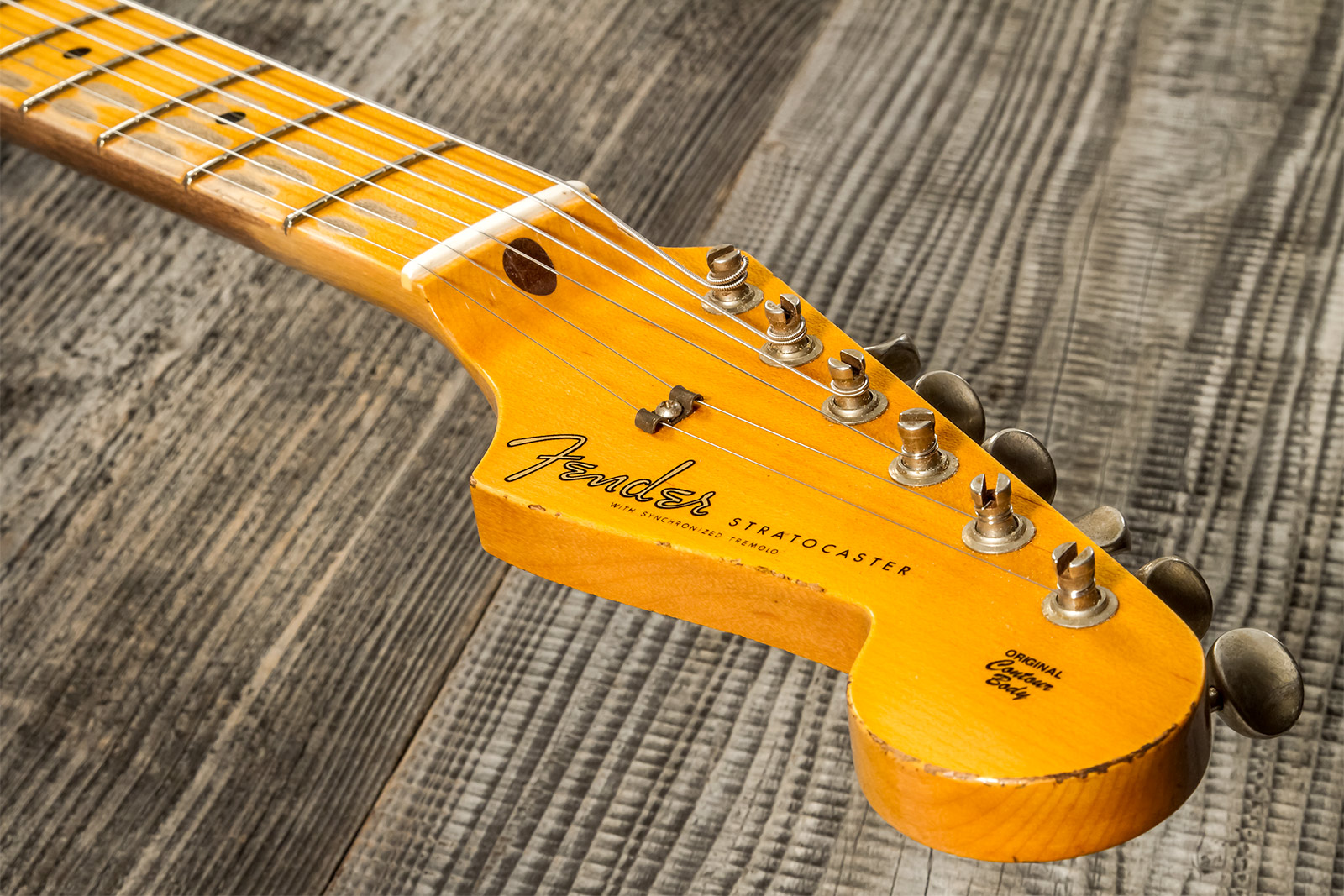 Fender Custom Shop Strat 1957 3s Trem Mn #cz571791 - Relic Wide Fade 2-color Sunburst - E-Gitarre in Str-Form - Variation 8