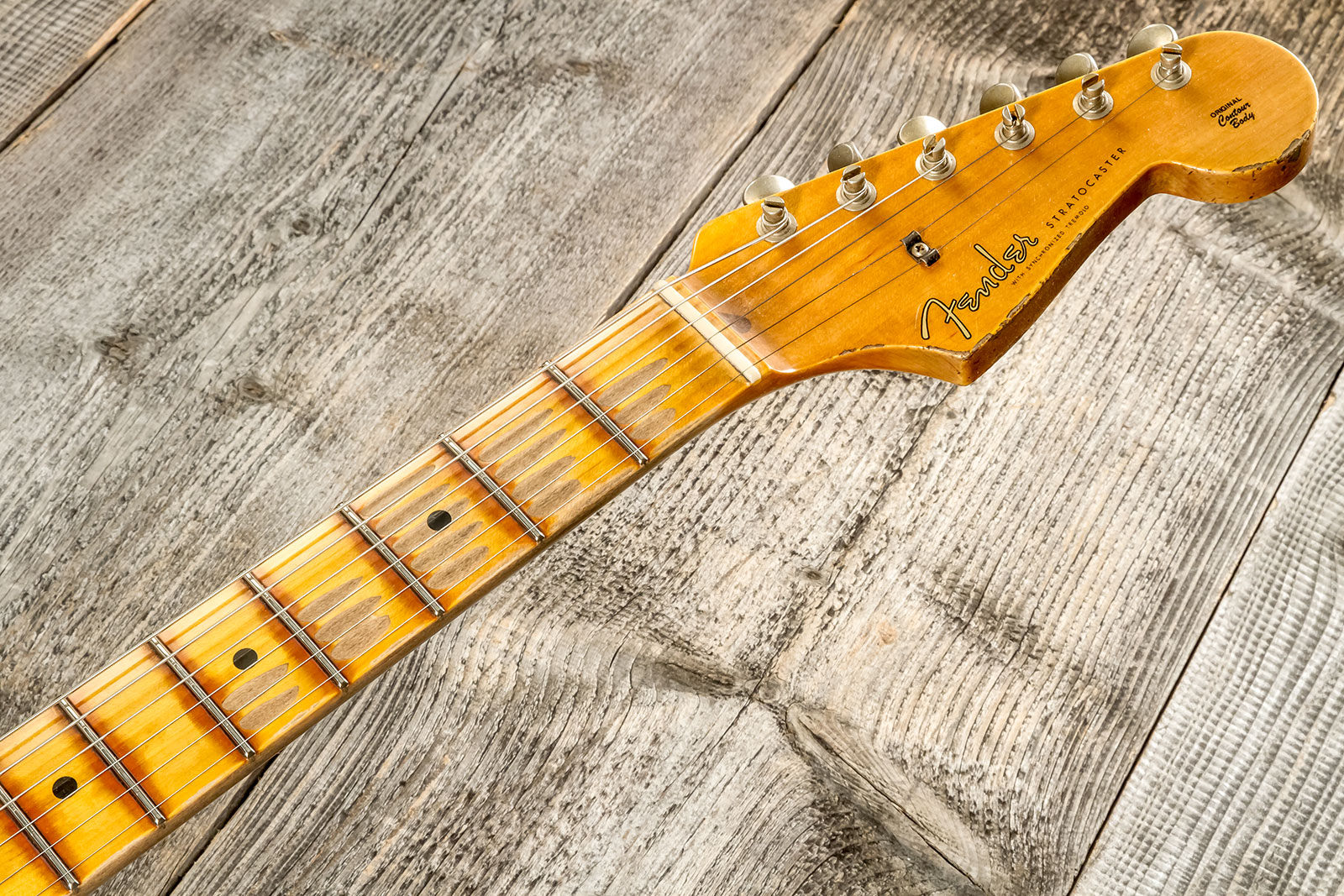 Fender Custom Shop Strat 1957 3s Trem Mn #cz575421 - Relic 2-color Sunburst - E-Gitarre in Str-Form - Variation 7