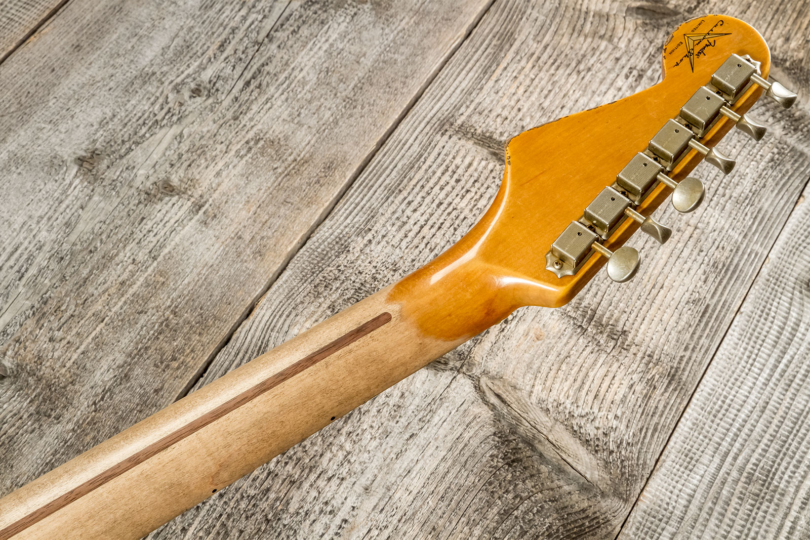 Fender Custom Shop Strat 1957 3s Trem Mn #cz575421 - Relic 2-color Sunburst - E-Gitarre in Str-Form - Variation 8