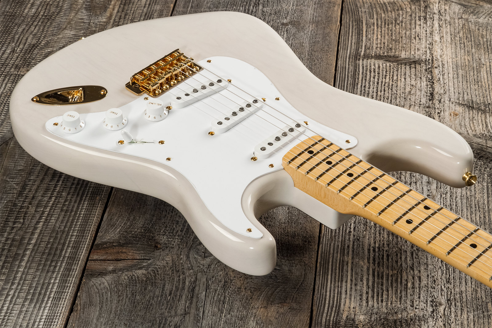 Fender Custom Shop Strat 1957 3s Trem Mn #r125475 - Nos White Blonde - E-Gitarre in Str-Form - Variation 2